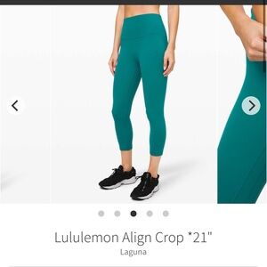 Lululemon Align Crop *21" Laguna NWT size 4